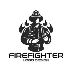 Firefighter Vector Logo Design