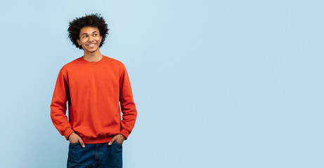 Casual black man in sweater and jeans