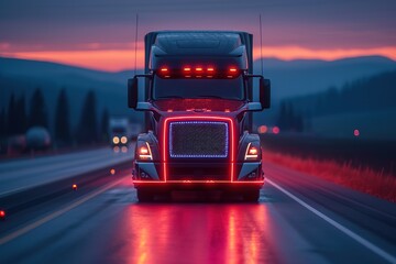 Truck Driver's Rig Collision Avoidance System An illustration or image highlighting collision avoidance technology