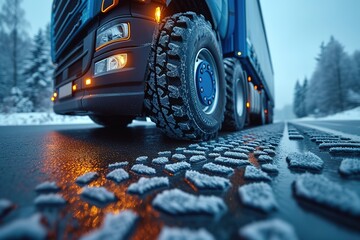 Truck Driver's Rig Tire Pressure Monitoring An illustration or image highlighting tire pressure monitoring systems on trucks