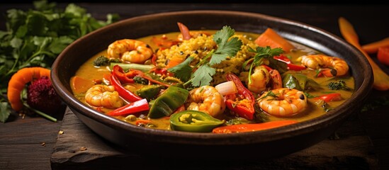 Bowl of shrimp and vegetable mix