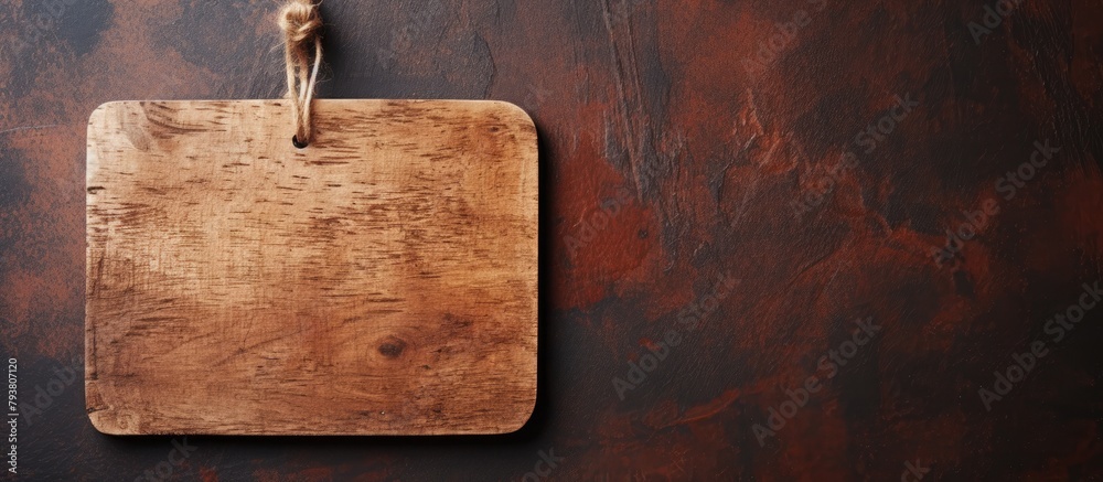 Poster Wooden cutting board on table