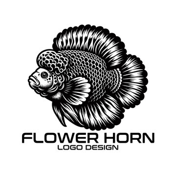 Flower Horn Fish Vector Logo Design