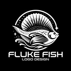 Fluke Fish Vector Logo Design