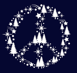Christmas peace sign illustration -vector symbol