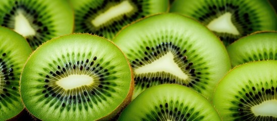 A kiwi fruit sliced in half - Powered by Adobe