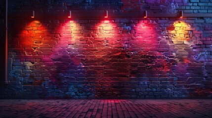 Brick wall, as a background with spot light 