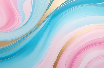 Abstract illustration of the background in watercolours - soft pastel pink and blue and golden lines