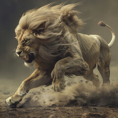A lion engaging in divine workouts , hyper realistic, low noise, low texture