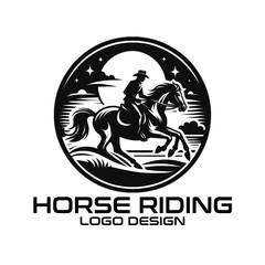 Horse Riding Vector Logo Design