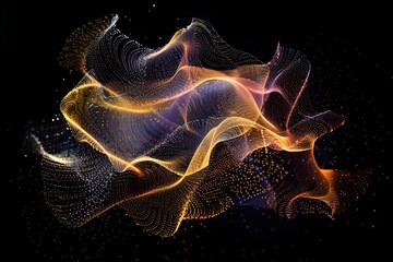 Abstract Organic Form of Colorful Dots in Dynamic Cloud like Motion against Black Background