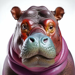 Hippopotamus head on white background. 3D illustration.