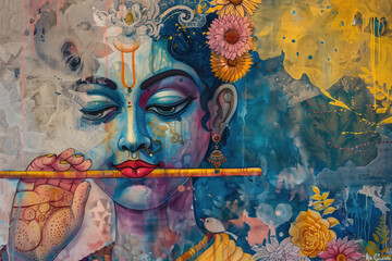 Painting of Krishna, Generative AI