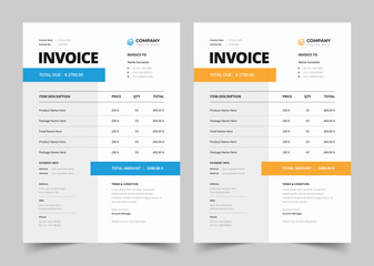 Minimal Yellow Invoice Template Vector Design,  Invoice template