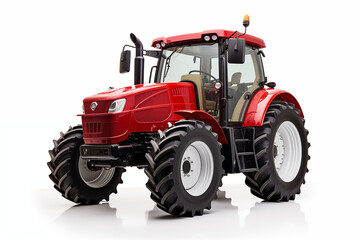 Agricultural red tractor on white background. Topics related to agriculture. Topics related to the...