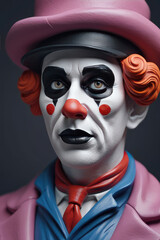 Portrait of clown is a  mime with painted face in a silent expression. - 793816399
