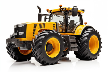 Agricultural yellow tractor on white background. Topics related to agriculture. Topics related to...