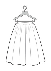 Women skirt with folds on hanger. Vector skirt template