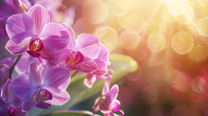 Closeup of purple Orchid flower under sunlight