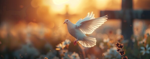 Dawn occurs when the dove takes flight, symbolizing the presence of the Holy Spirit