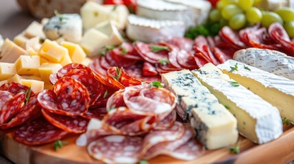 Assortment of fresh cheese and salami platter