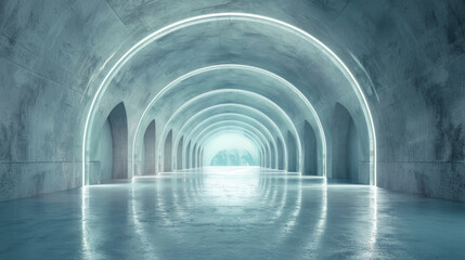 Modern underground tunnel for versatile mockup scenes. - obrazy, fototapety, plakaty