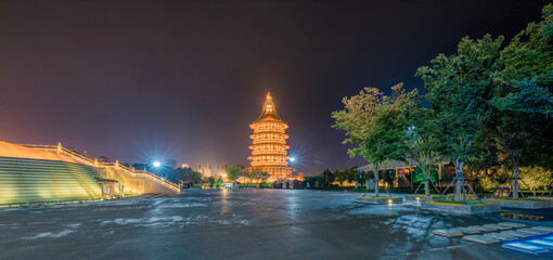 亚洲中国河南省隋唐洛阳城国家遗址公园美丽夜色