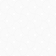 Trend pattern of circles and arcs, geometric white shapes for textiles and wallpaper. Abstract ornament on a gray background for a New Year or wedding cover.