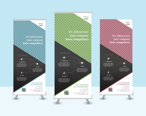 Roll up banner design for business events, presentations and for marketing in print ready three colors.