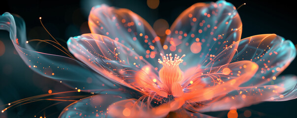 Digital artwork of a glowing futuristic flower.