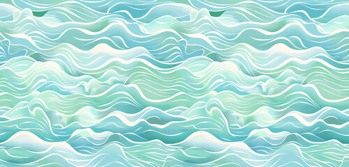 Obraz premium Soft blues and greens evoke gentle waves in a pattern perfect for peaceful designs.