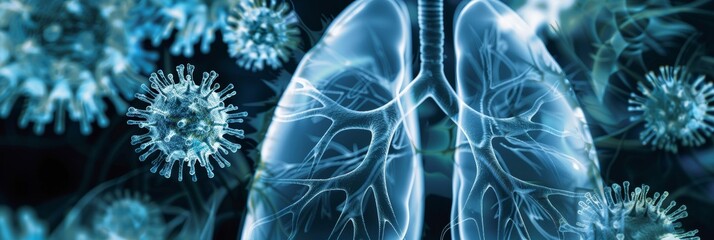 Respiratory diseases: Impact of pneumonia, bronchitis, and TB on lungs - obrazy, fototapety, plakaty