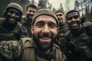 Fototapeta premium AI generated image of soldier in camouflage uniform