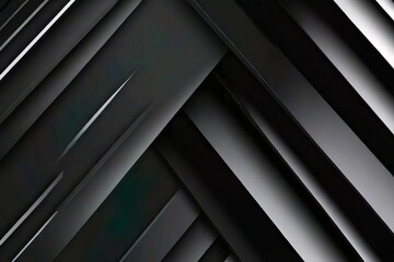 Obraz premium Abstract black horizontal texture background. Black metal plates intersect in a geometric pattern. Monochrome, minimalism style