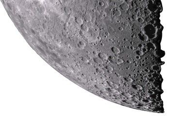 Closest photograph of the moon where you can see the craters and asteroid impacts. The photograph...