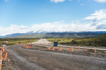 Road under construction in Torres del Paine park in Chilean Patagonia