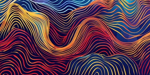 Illustrate a visually striking vector graphic of abstract wavy lines forming an intricate seamless pattern, ideal for use in digital art, web design, or print media.