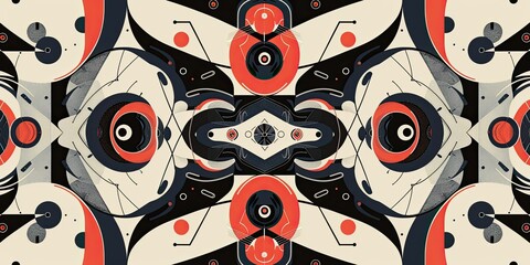 the concept of symmetry and asymmetry in an abstract pattern, balancing precise mirrored elements with unexpected deviations to create visual intrigue illustration - obrazy, fototapety, plakaty