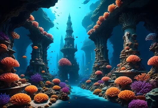 Fantasy a hyperrealistic 8k underwater coral city  (8)