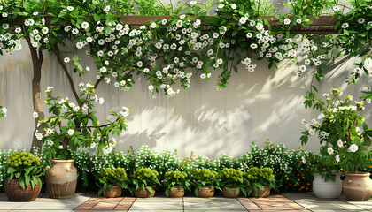 herbal garden filled with jasmine flower plant with Sandalwood and neem tree