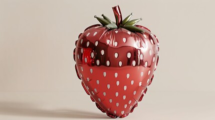 Airy foil metallized balloon in the shape of strawberry. Generative AI