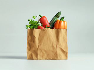 Fresh Vegetables in Paper Bag