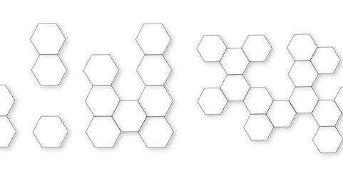 Abstract white background with hexagon and hexagonal background. Luxury white pattern with hexagons. abstract 3d hexagonal background with shadow. 3D futuristic abstract honeycomb mosaic background. - obrazy, fototapety, plakaty
