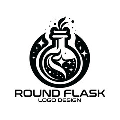 Round Flask Vector Logo Design