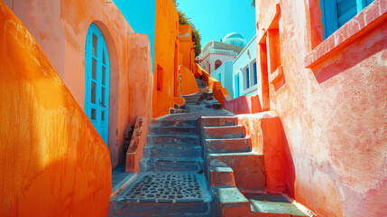 Colorful architecture in Santorini island Greece. 
