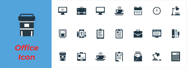 Sleek Vector Icon Set for Professional Workspaces - Flat Design, Neutral Palette”