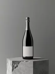 Fotobehang non alcoholic champagne bottle with white label mockup  © Clemency