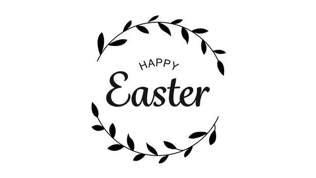 Happy Easter greeting text animation with floral. Luxury and elegant dynamic style holiday template. Alpha channel