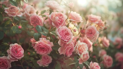 Soft hues of pink roses casting a romantic aura.