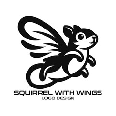 Squirrel With Wings Vector Logo Design